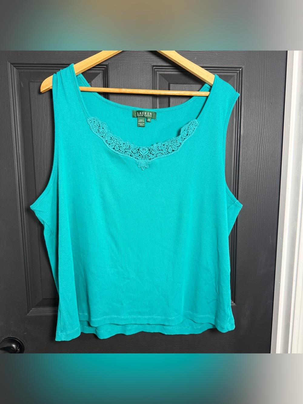 Ralph Lauren Teal Lace-Detail Sleeveless Tank